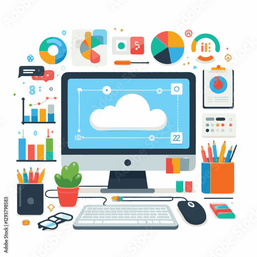 computer, digital, business, technology, communication, laptop, tech, work, office, web, internet, design, employee, vector, information, monitor, pc, modern, device, person, electronic, desktop, scre