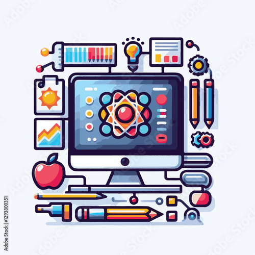 computer, digital, business, technology, communication, laptop, tech, work, office, web, internet, design, employee, vector, information, monitor, pc, modern, device, person, electronic, desktop, scre