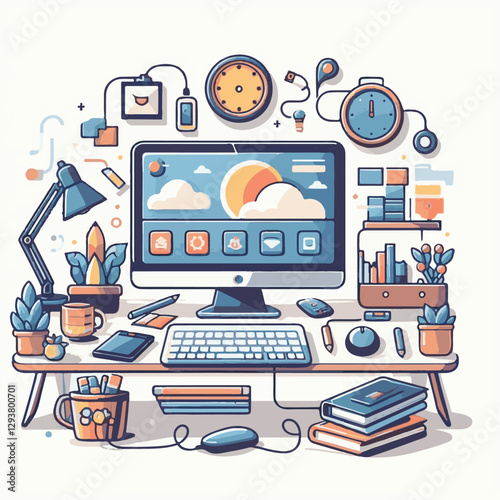 computer, digital, business, technology, communication, laptop, tech, work, office, web, internet, design, employee, vector, information, monitor, pc, modern, device, person, electronic, desktop, scre