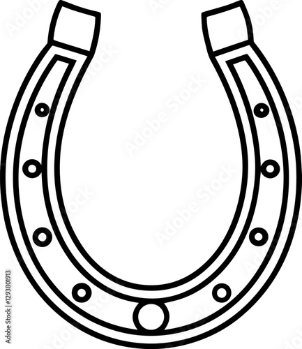 lucky horseshoe outline vector illustration