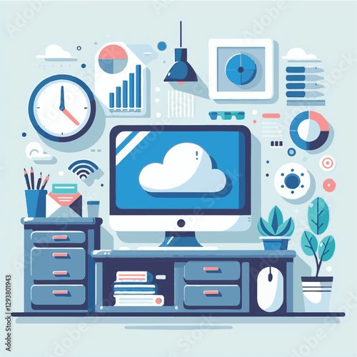 computer, digital, business, technology, communication, laptop, tech, work, office, web, internet, design, employee, vector, information, monitor, pc, modern, device, person, electronic, desktop, scre
