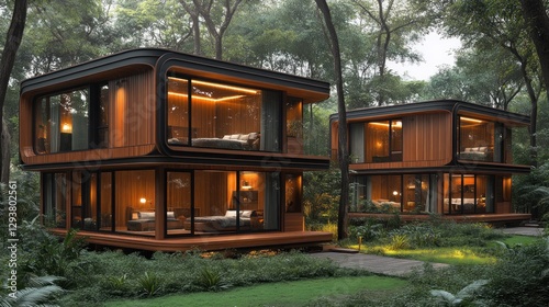 Modern Eco-cabins in Lush Forest