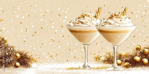 Festive Holiday Cocktails on Snow photo