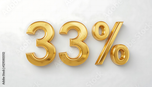 33 Percent Off Sale. 33% percent of. Special offer discount. gold number 33% 3d rendering. sign for marketing, sales, discounts, promotions, financial, business, banner. 3d Golden number