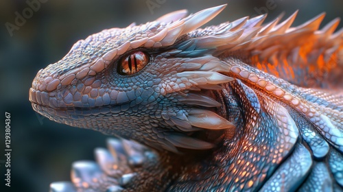 The majestic gaze of the scaly dragon head photo