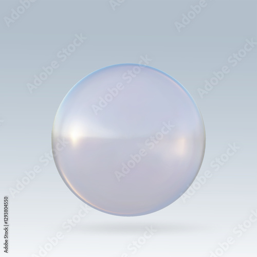 Crystal ball with a shimmering luster. 3D transparent white glass sphere ball. Vector illustration