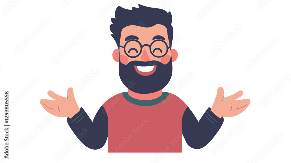 A Happy Designer Working on Digital Art in Flat Style A Happy Designer Working on Digital Art in Flat Style
