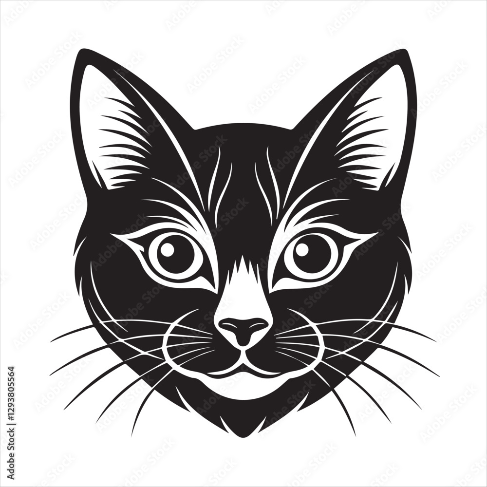 Obraz premium cute cat head black and white