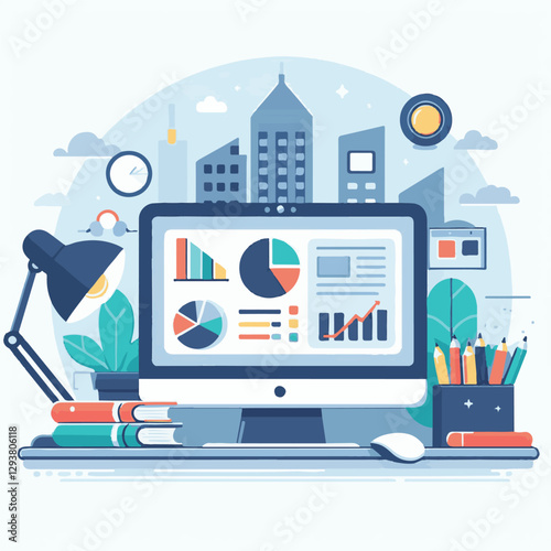 computer, digital, business, technology, communication, laptop, tech, work, office, web, internet, design, employee, vector, information, monitor, pc, modern, device, person, electronic, desktop, scre