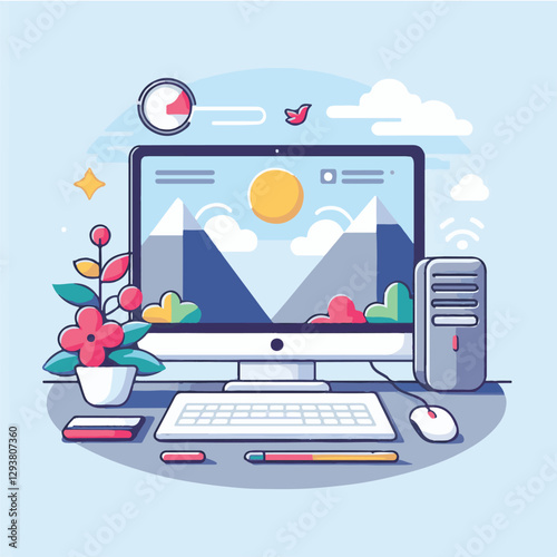 computer, digital, business, technology, communication, laptop, tech, work, office, web, internet, design, employee, vector, information, monitor, pc, modern, device, person, electronic, desktop, scre
