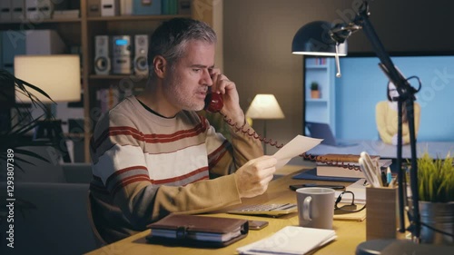 Angry man calling the customer service