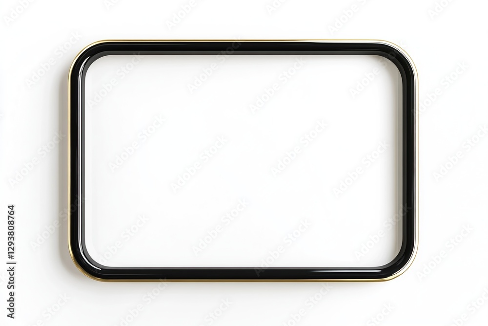 Black Rectangular Frame with Gold Border on White Background Black Rectangular Frame with Gold Border on White Background