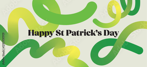 Abstract trendy doodle lines. Irish St Patrick's Day squiggle design elements