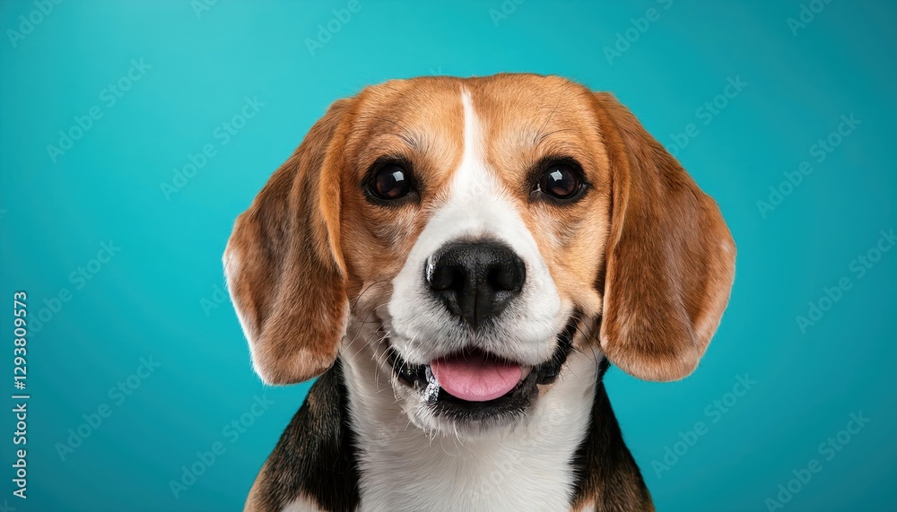 Jovial Beagles Grin against a Vibrant Teal Backdrop Joyful Canine Portrait Evoking Playfulness and Warmth Jovial Beagles Grin against a Vibrant Teal Backdrop Joyful Canine Portrait Evoking Playfulness and Warmth