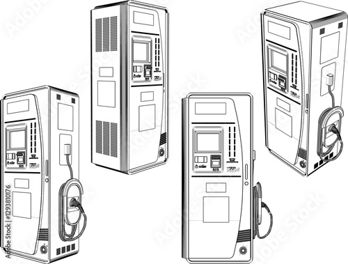 vector illustration of a design for an electric charging post for motorbikes and cars  
