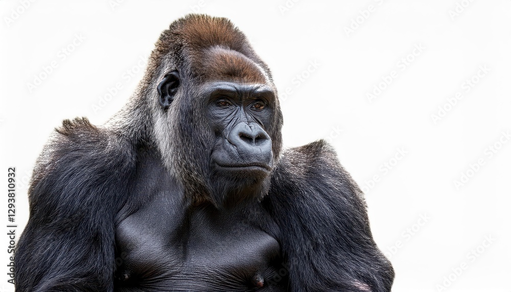 Majestic Gorilla Portrait A Transcendent Moment of Solitude Amidst the Wilderness, Capturing the Essence of Power and Contemplation in a Striking Black and White Composition. Majestic Gorilla Portrait A Transcendent Moment of Solitude Amidst the Wilderness, Capturing the Essence of Power and Contemplation in a Striking Black and White Composition.