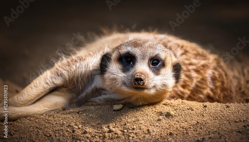 Playful Meerkat on its Back A Captivating Moment of Curiosity Among the African Savannahs Golden Hues, at