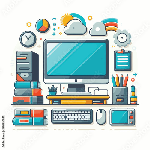 computer, digital, business, technology, communication, laptop, tech, work, office, web, internet, design, employee, vector, information, monitor, pc, modern, device, person, electronic, desktop, scre