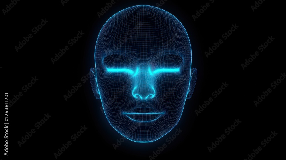 Digital Human Face Wireframe Model Futuristic Technology Abstract AI Artificial Intelligence Concept Digital Human Face Wireframe Model Futuristic Technology Abstract AI Artificial Intelligence Concept