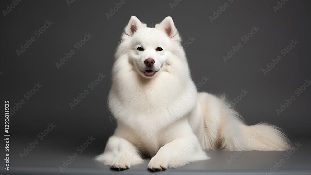 A majestic and fluffy Samoyed with a thick white coat and a signature Sammy smile. Showcasing its friendly and intelligent expression, perfect for pet and breed-focused designs. A majestic and fluffy Samoyed with a thick white coat and a signature Sammy smile. Showcasing its friendly and intelligent expression, perfect for pet and breed-focused designs.
