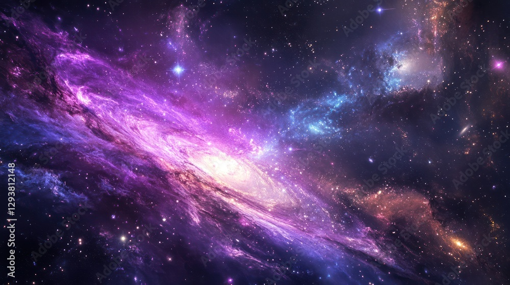 Fototapeta premium Colorful spiral galaxy in deep space. Possible use Background image for astronomy or science fiction related projects