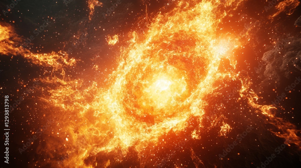 Fiery Cosmic Explosion in a Dazzling Galactic Nebula Scene Fiery Cosmic Explosion in a Dazzling Galactic Nebula Scene