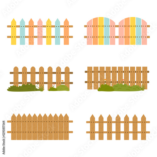 Wooden Fence Set - Rustic Picket Fence Collection for Garden and Farm