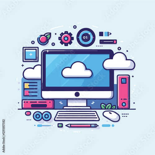 computer, digital, business, technology, communication, laptop, tech, work, office, web, internet, design, employee, vector, information, monitor, pc, modern, device, person, electronic, desktop, scre