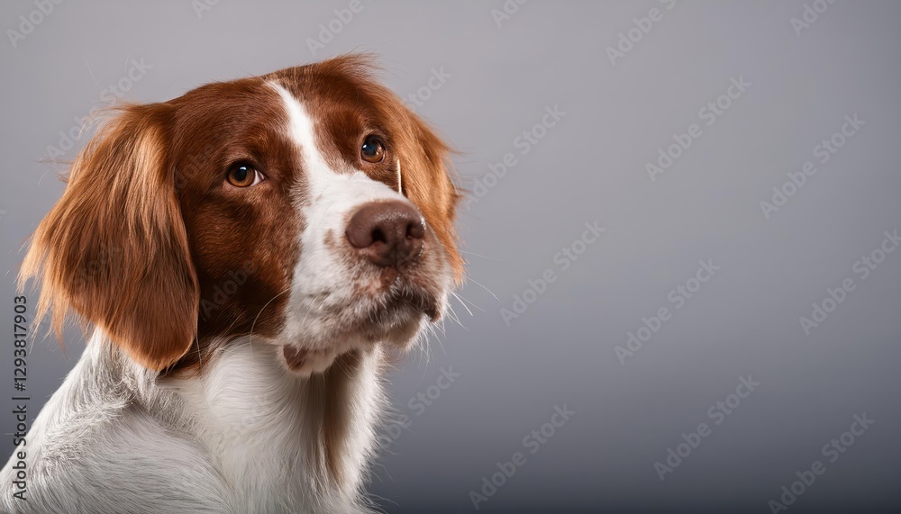 Portrait of Brittany, the Adorable StudioShot Dog Catching the Viewers Eye with a Glimpse of Playful Intelligence and Soft Canine Grace, Set Against a Neutral Backdrop, Captured in the Portrait of Brittany, the Adorable StudioShot Dog Catching the Viewers Eye with a Glimpse of Playful Intelligence and Soft Canine Grace, Set Against a Neutral Backdrop, Captured in the