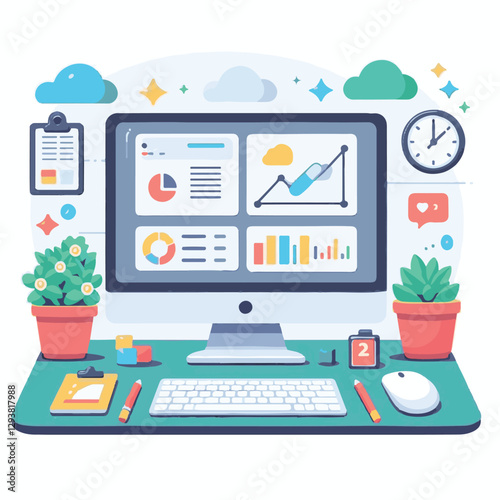 computer, digital, business, technology, communication, laptop, tech, work, office, web, internet, design, employee, vector, information, monitor, pc, modern, device, person, electronic, desktop, scre
