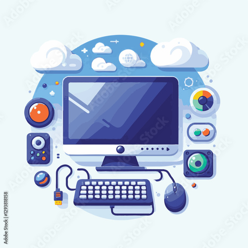 computer, digital, business, technology, communication, laptop, tech, work, office, web, internet, design, employee, vector, information, monitor, pc, modern, device, person, electronic, desktop, scre