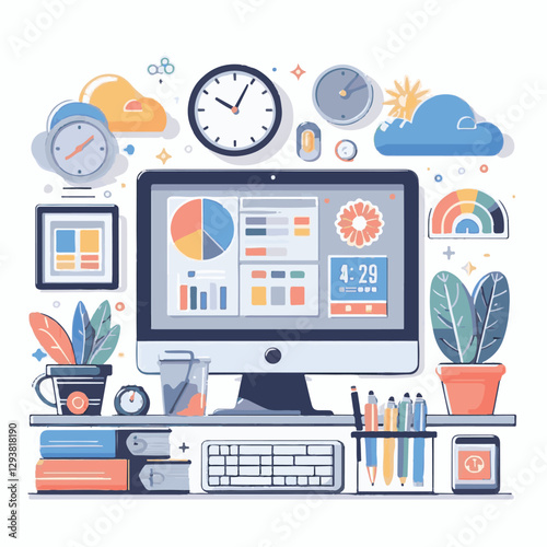 computer, digital, business, technology, communication, laptop, tech, work, office, web, internet, design, employee, vector, information, monitor, pc, modern, device, person, electronic, desktop, scre