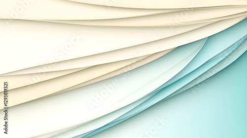 Abstract Cream And Teal Layered Paper Design