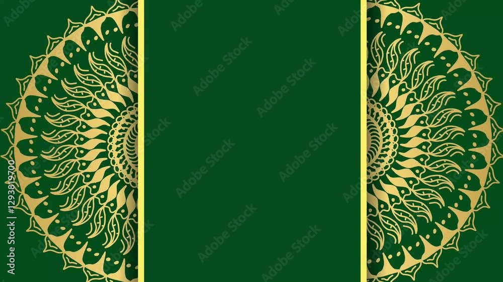 Luxury wedding invitation motion green background with gold mandala