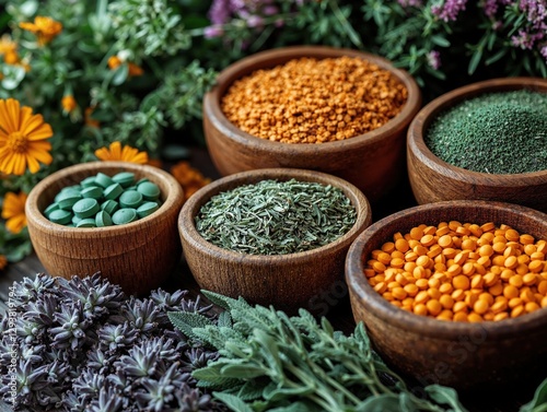 Herbal apothecary: a vibrant assortment of natural ingredients for holistic healing and wellness