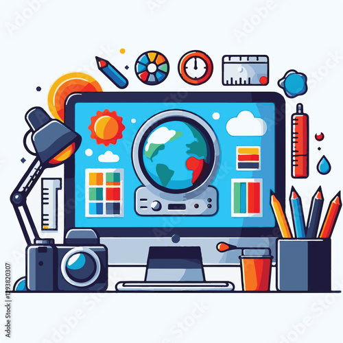 computer, digital, business, technology, communication, laptop, tech, work, office, web, internet, design, employee, vector, information, monitor, pc, modern, device, person, electronic, desktop, scre