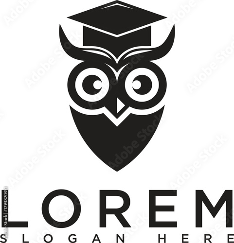  The owl logo icon is black with a minimalist and sharp design, reflecting wisdom, mystery and sharpness of vision. The silhouette is firm with striking eye details, giving the impression