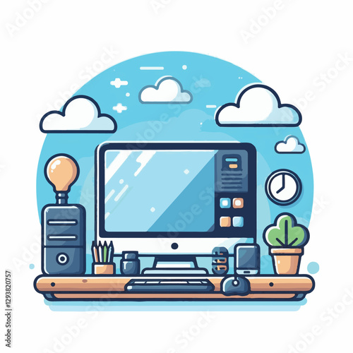 computer, digital, business, technology, communication, laptop, tech, work, office, web, internet, design, employee, vector, information, monitor, pc, modern, device, person, electronic, desktop, scre