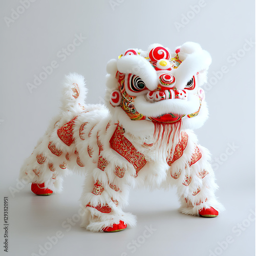 Colorful lion dance performance cultural festival image indoor space close-up tradition celebrating heritage photo