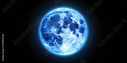 Wallpaper Mural Blue super moon glowing with blue halo isolated on black background at night sky, night sky, lunar glow Torontodigital.ca