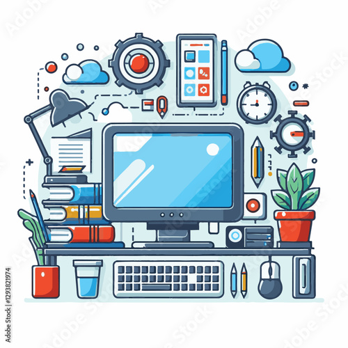 computer, digital, business, technology, communication, laptop, tech, work, office, web, internet, design, employee, vector, information, monitor, pc, modern, device, person, electronic, desktop, scre