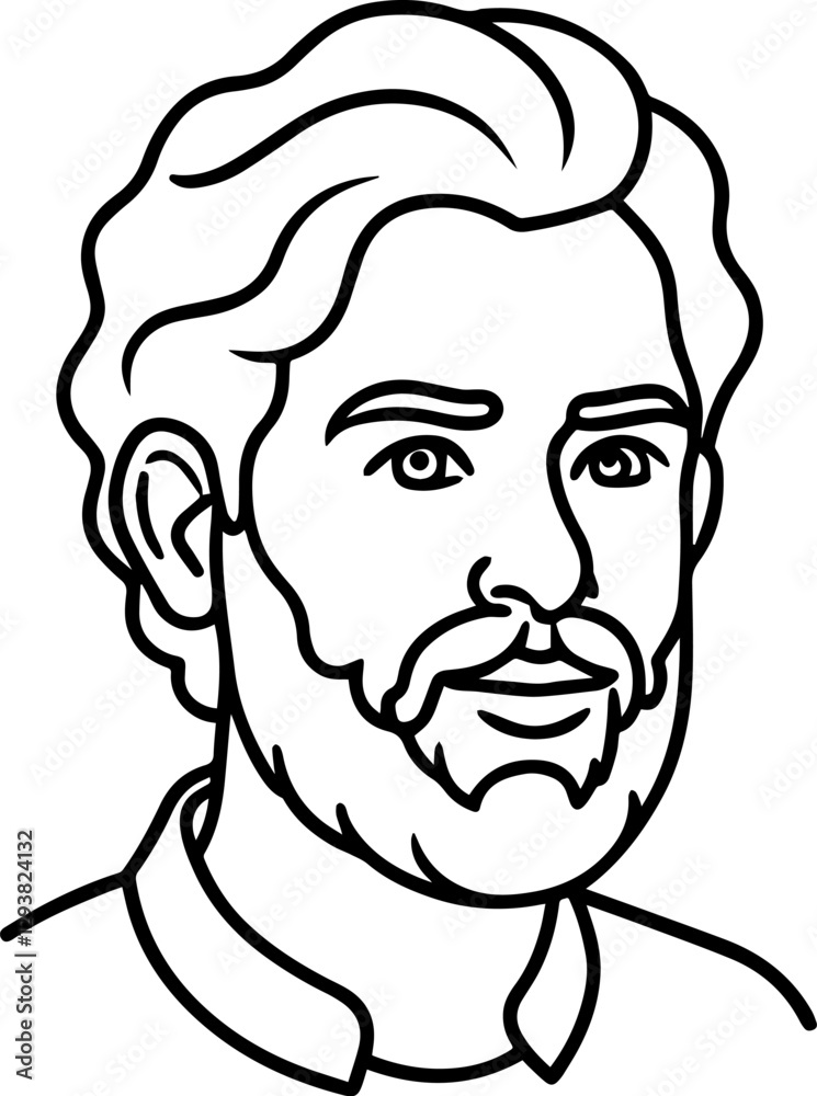 portrait of a bearded man outline vector illustration portrait of a bearded man outline vector illustration