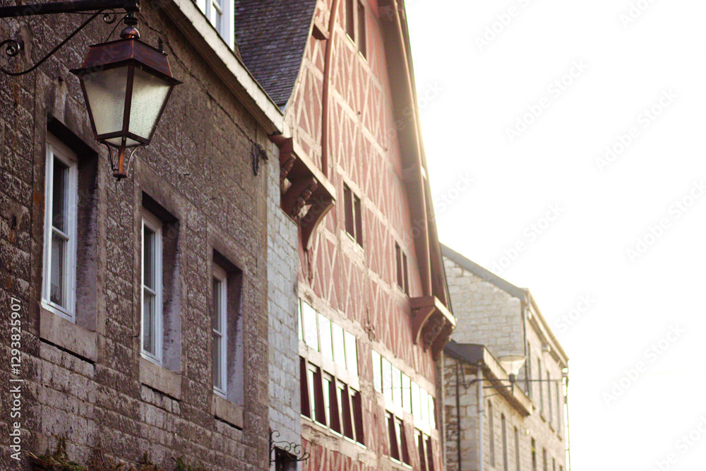 Fototapeta premium Cozy houses in a small town with charming rooftops