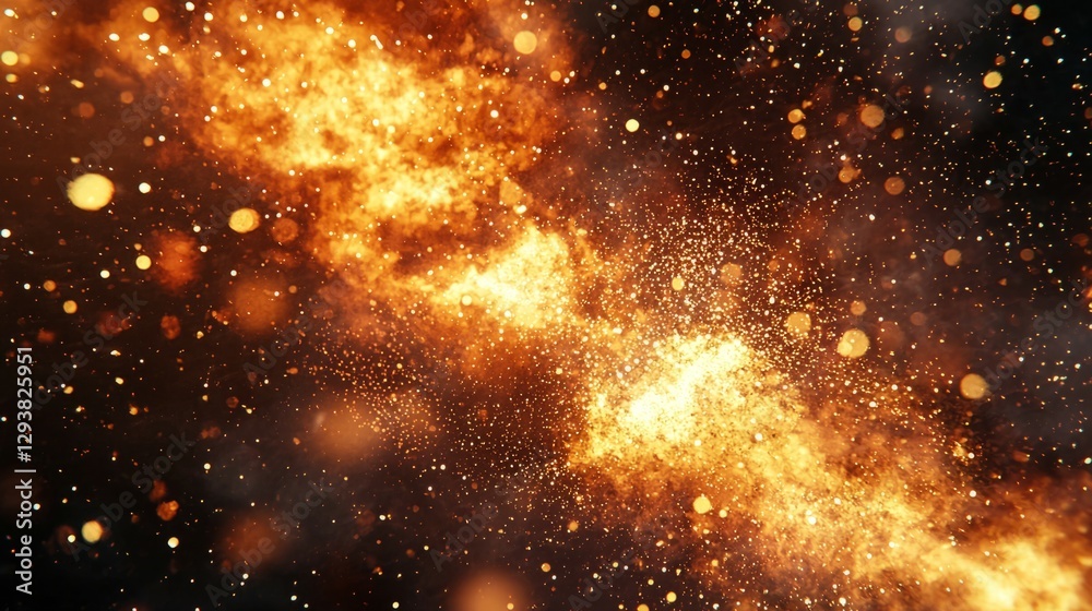 Stunning Abstract Starry Background with Glowing Golden Particles Stunning Abstract Starry Background with Glowing Golden Particles
