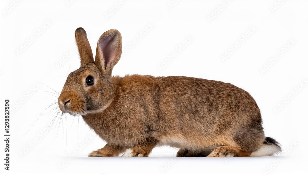 Striking Brown Rabbit Pose Isolated on a White Background Side View, Showcasing Soft Fur Textures and Vibrant Eyes Radiating Curiosity in an Exquisite Studio Environment Striking Brown Rabbit Pose Isolated on a White Background Side View, Showcasing Soft Fur Textures and Vibrant Eyes Radiating Curiosity in an Exquisite Studio Environment