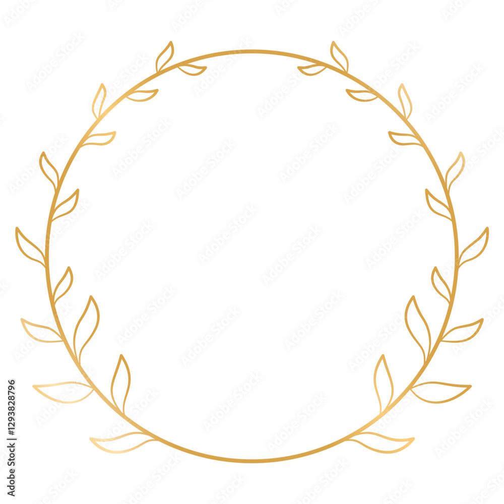 Gold Floral Frame Elegant Wreath Border Design. Gold Wedding Invitation Card Frame Gold Floral Frame Elegant Wreath Border Design. Gold Wedding Invitation Card Frame