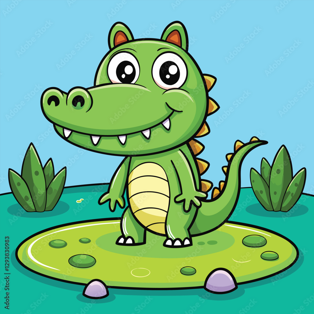 Fototapeta premium a cute cartoon alligator.
