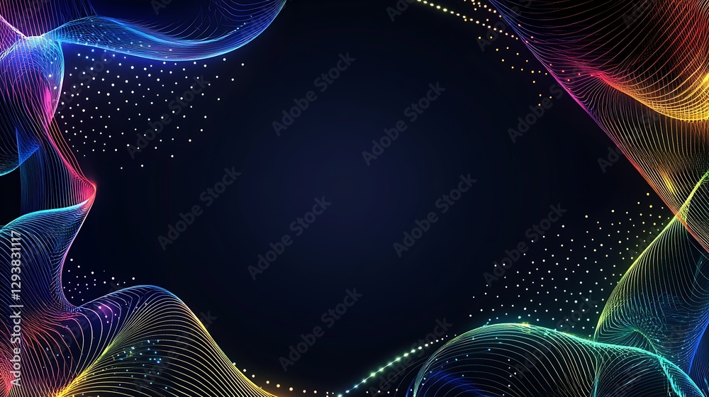 Fototapeta premium Abstract Rainbow Waves Frame Digital Art