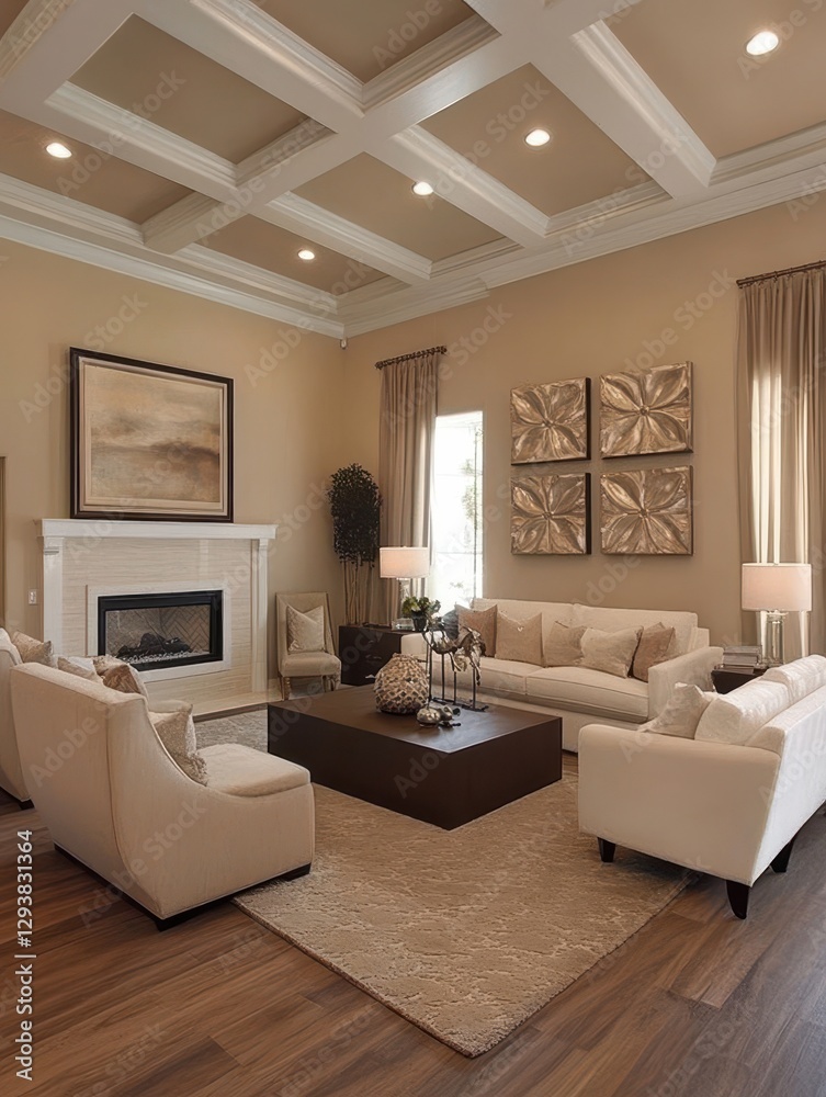 Fototapeta premium Modern living room showcasing a cozy and stylish interior design