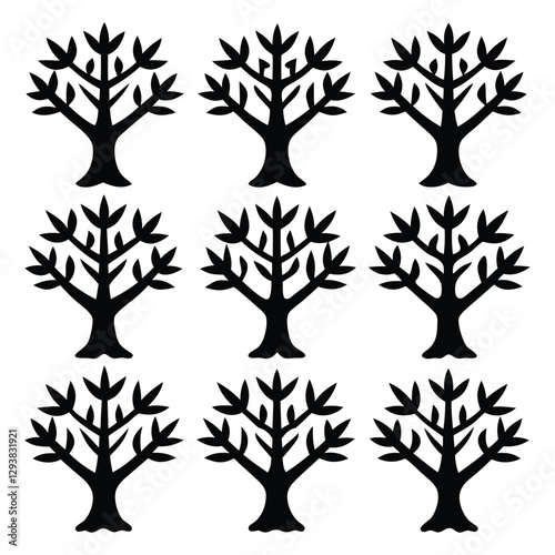  trees set silhouettes